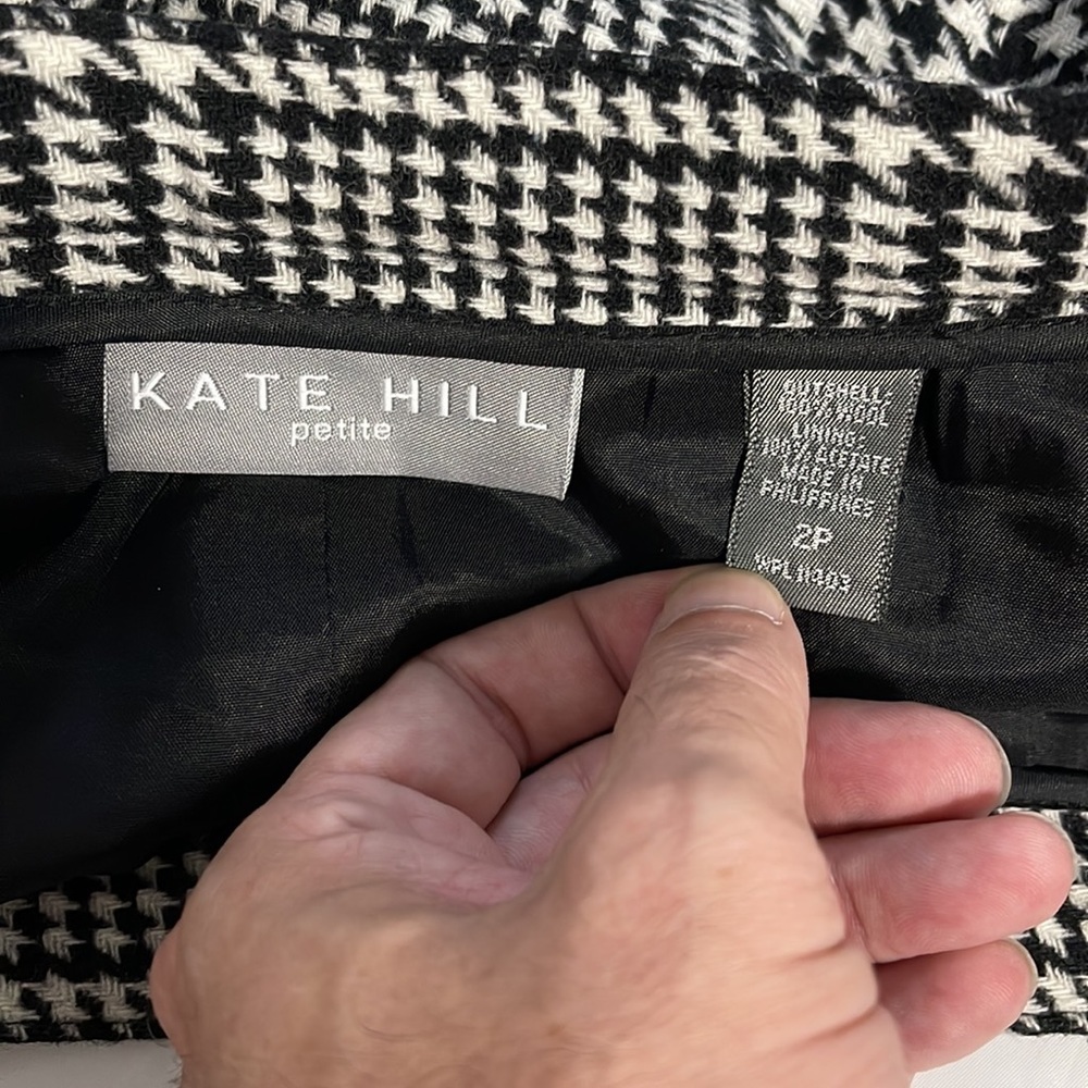 Kate Hill women’s skirt in black and white houndstooth size 2P - Picture 7 of 8